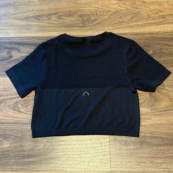 Varley Black Mesh Nylon Crop Top Womens S/M Athleisure Activewear NWOT - Picture 4 of 9